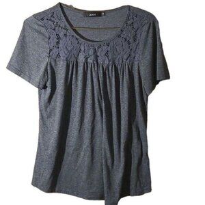 Leani Medium Gray Lace Casual Shirt